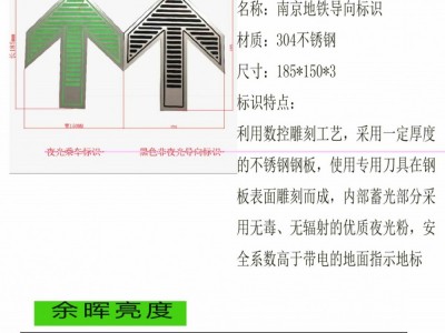 南京地铁屏蔽门不锈钢箭头，自发光指示标识，站厅地面指示标牌图3