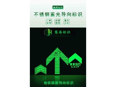 郑州地铁屏蔽门上下车箭头，蓄光自发光指示标识，不锈钢大箭头图3