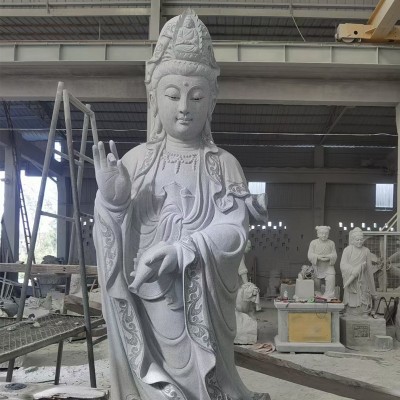 南海观音石头刻字价格 观音石雕厂家电话 承接各种寺庙供奉石雕观音佛像图2