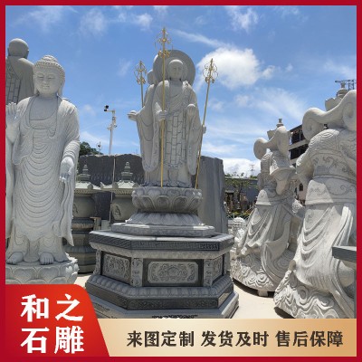 花岗岩三面四面地藏王石像 寺庙景区仿古青石佛像雕塑玄奘 福建石雕佛像厂图4